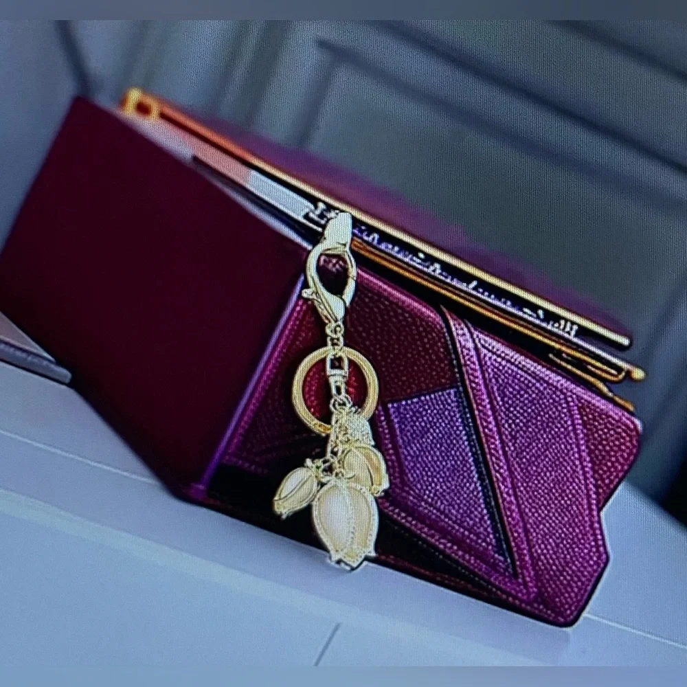 Gold Tulip Bag Charm Keychain Flower Key Chain with Key Rings for Purse Handbags